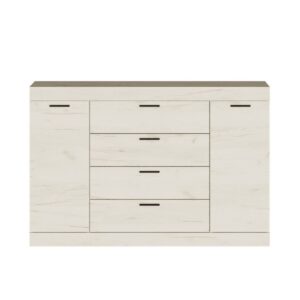Комод С-8 з 4 шухлядами та двома тумбами 140×38×93 см, дуб крафт білий