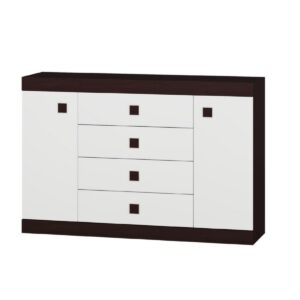 Комод С-8 з 4 шухлядами та двома тумбами 140 × 38 × 93 см, венге темний / білий