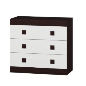 Комод С-1 з 3 шухлядами 80×38×74 см, венге з білими фасадами