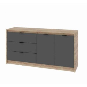 Комод СТ-2 з 2 шухлядами та двома тумбами 150×38×75 см, дуб сонома з фасадами графіт