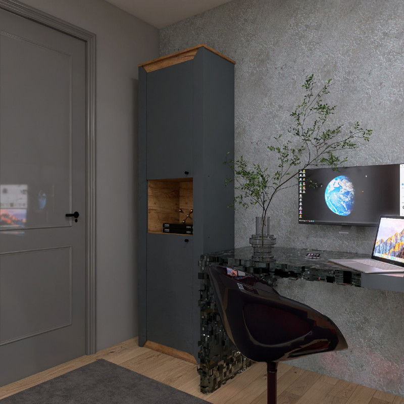 Пенал відкритий Н-600, Дуб Крафт Золотий, Графіт - Зображення 3