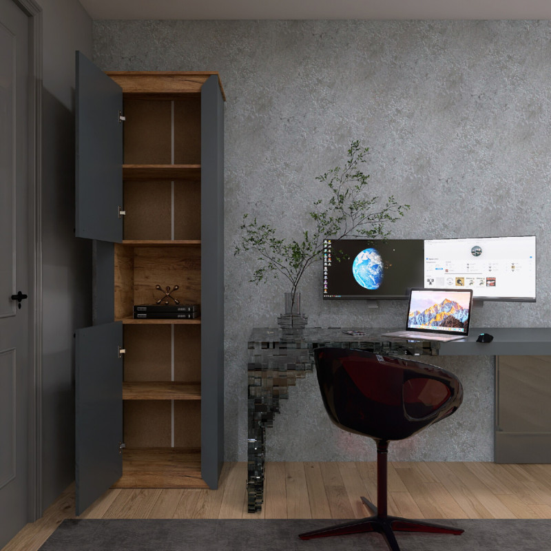 Пенал відкритий Н-600, Дуб Крафт Золотий, Графіт - Зображення 4