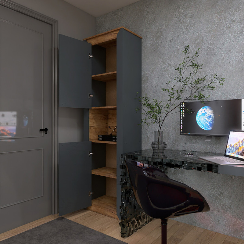 Пенал відкритий Н-600, Дуб Крафт Золотий, Графіт - Зображення 5