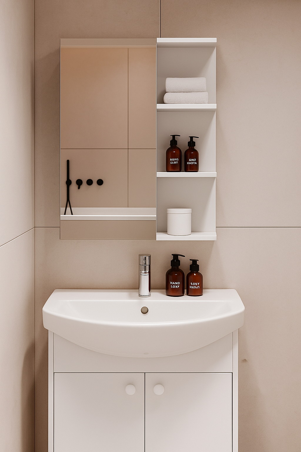 Дзеркало з шкафчиком №06-50 правостороннє/лівостороннє біле