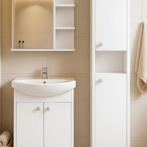 Тумба підлогова №19-50 з 2-ма дверцятами з умивальником Cersanit Cersania біла