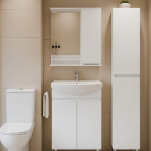 Тумба підлогова №21-60 з 2-ма дверцятами з умивальником Cersanit Cersania біла