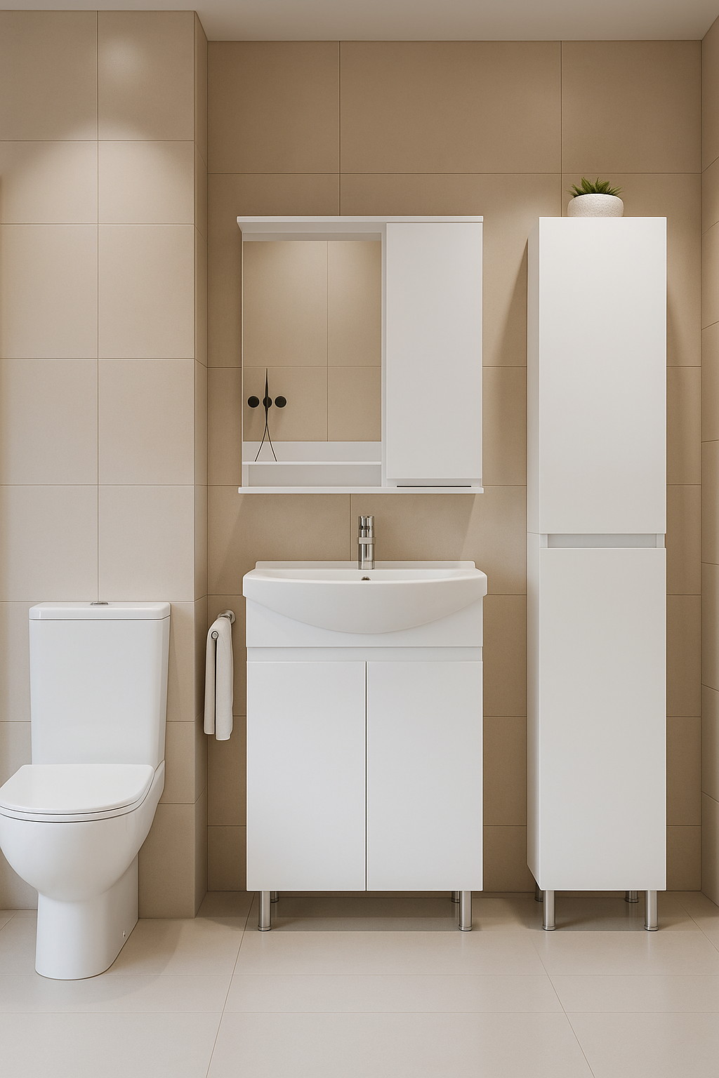 Тумба підлогова №21-60 з 2-ма дверцятами з умивальником Cersanit Cersania біла