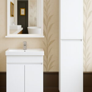 Тумба підлогова №23-50 з 2-ма дверцятами з умивальником Cers біла