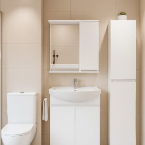 Дзеркало з шкафчиком підвісна №10-70 правостороннє/лівостороннє біле