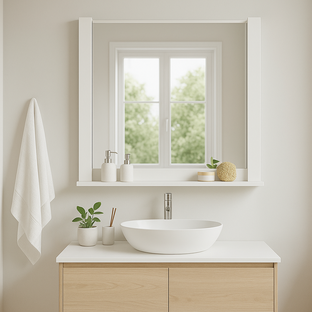 Дзеркало настінне №01-60 прямокутне з полицею біле