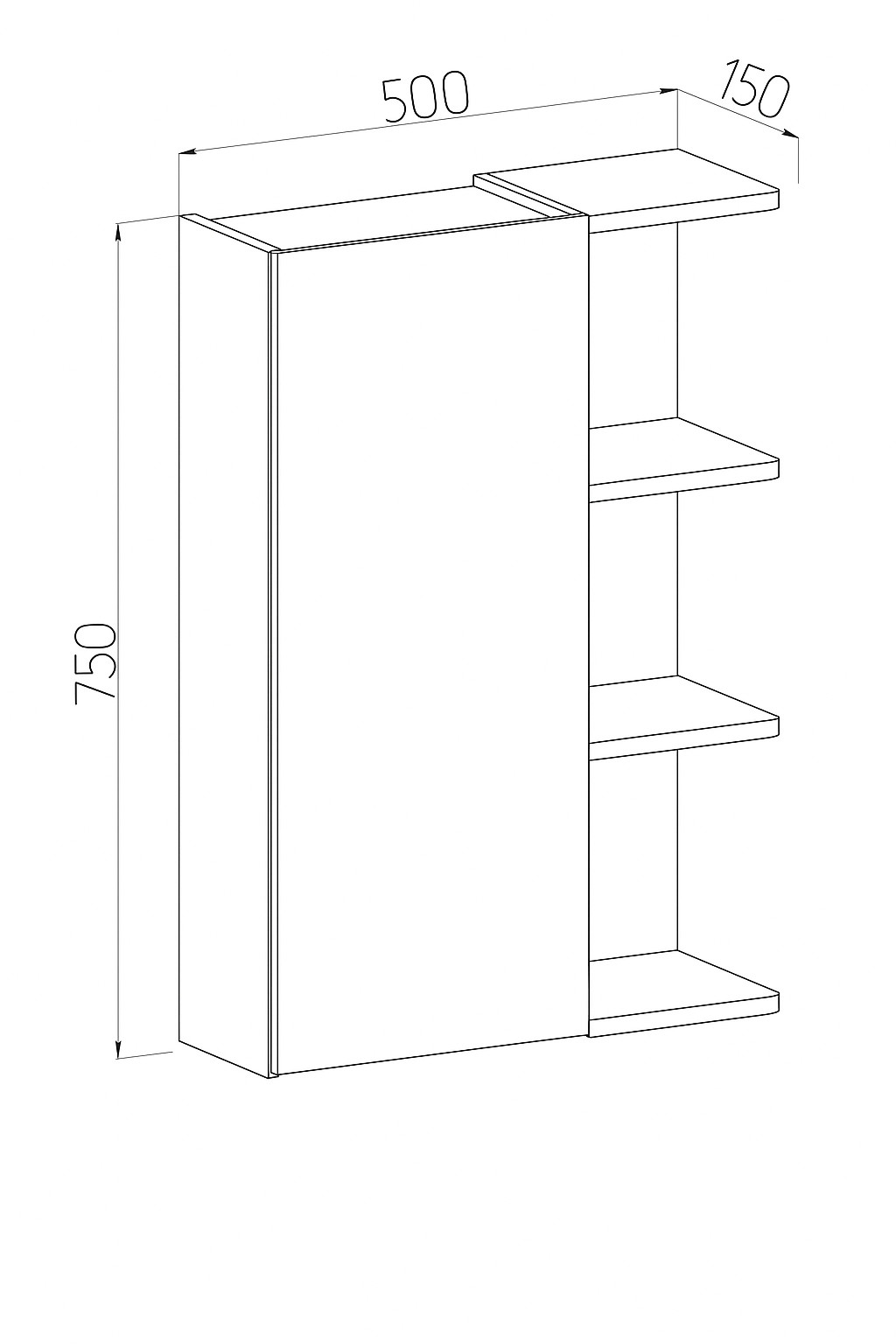 Дзеркало з шкафчиком №06-50 правостороннє/лівостороннє біле - Зображення 2