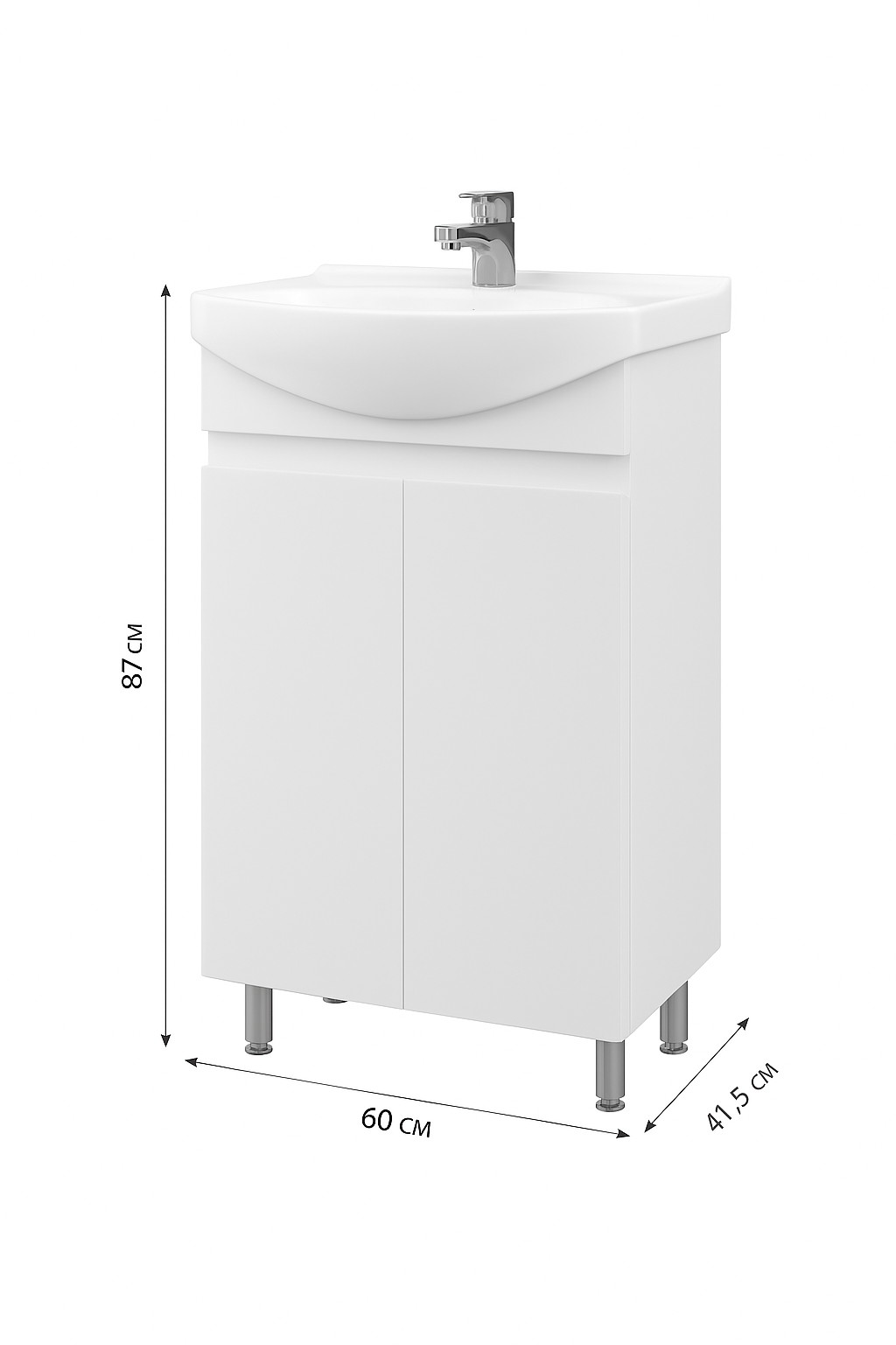 Тумба підлогова №21-60 з 2-ма дверцятами з умивальником Cersanit Cersania біла - Зображення 2
