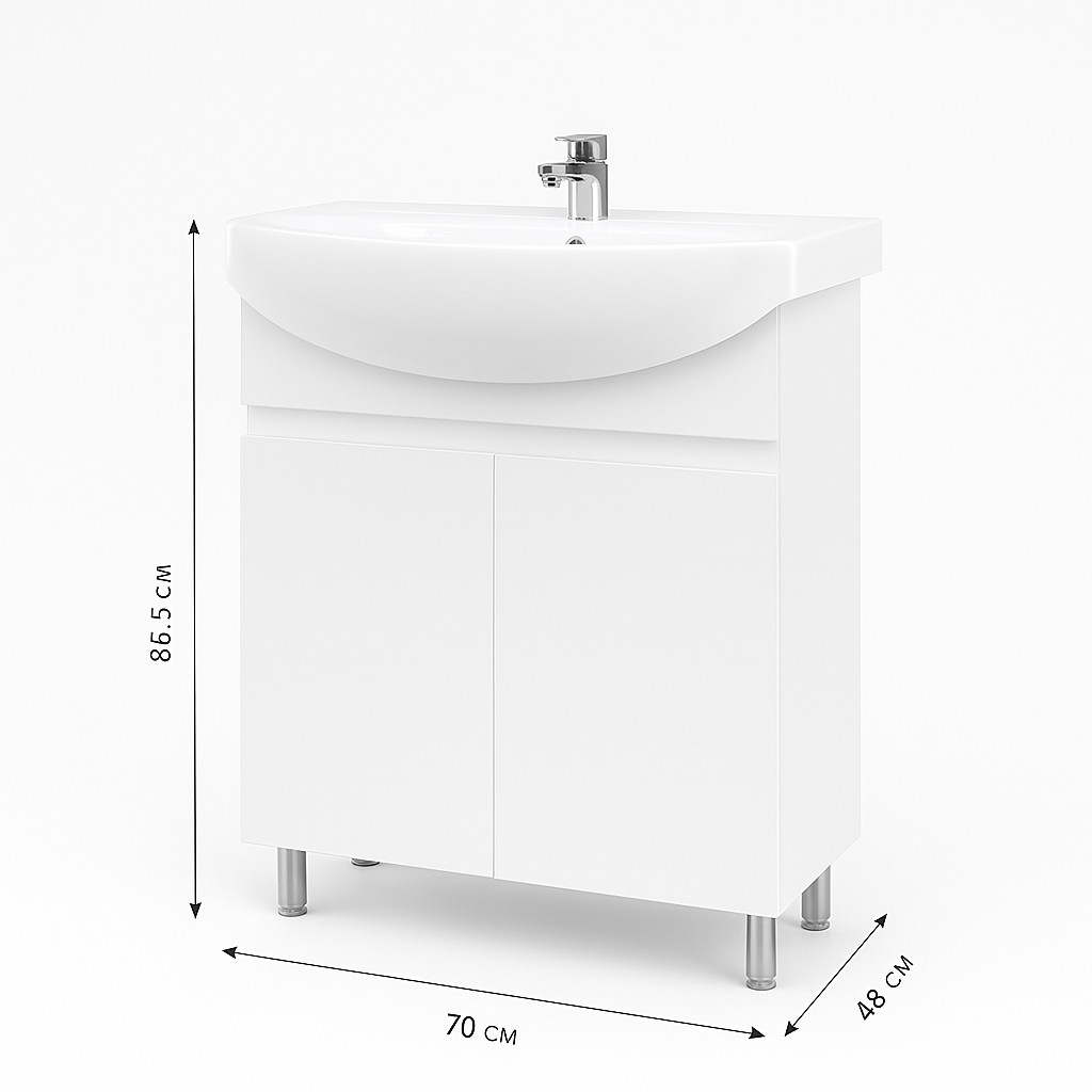 Тумба підлогова №22-70 з 2-ма дверцятами з умивальником Kolo Runa біла - Зображення 2