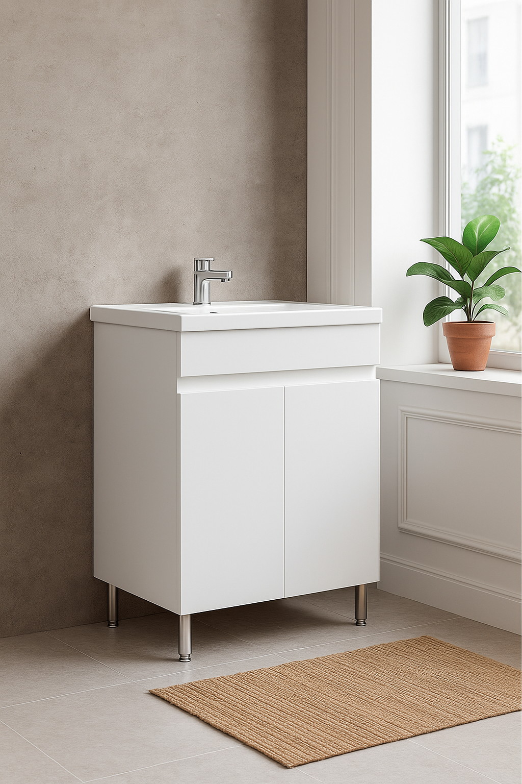 Тумба підлогова №25-70 з 2-ма дверцятами з умивальником Cers біла - Зображення 2