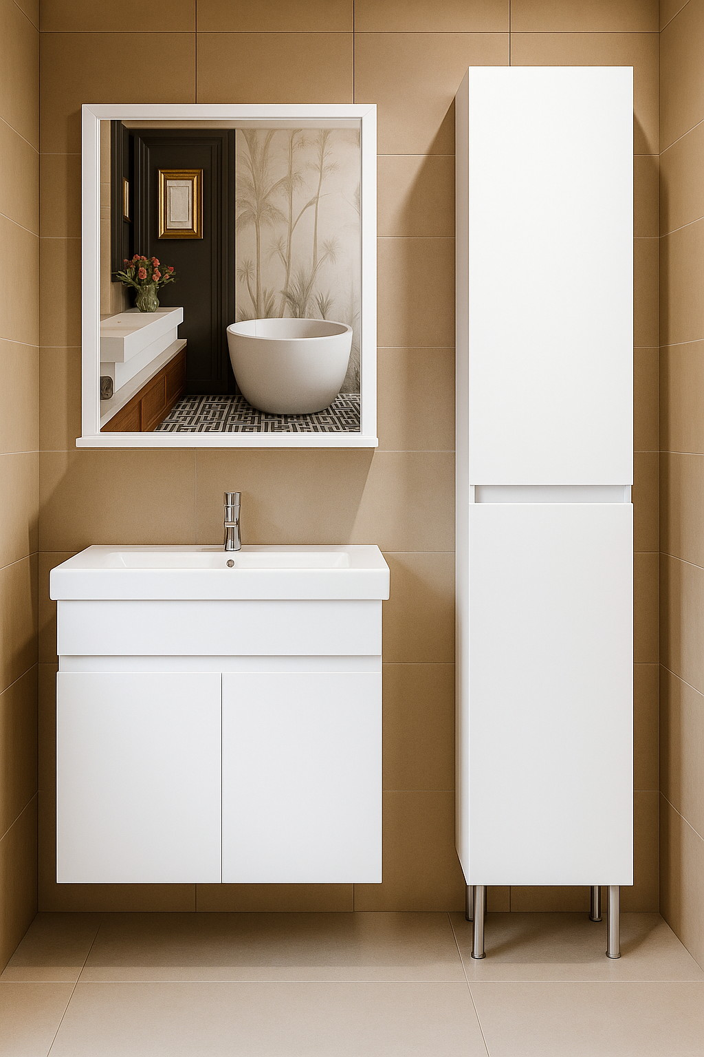 Тумба підвісна №26-50 з шухлядою з умивальником Cers біла - Зображення 2