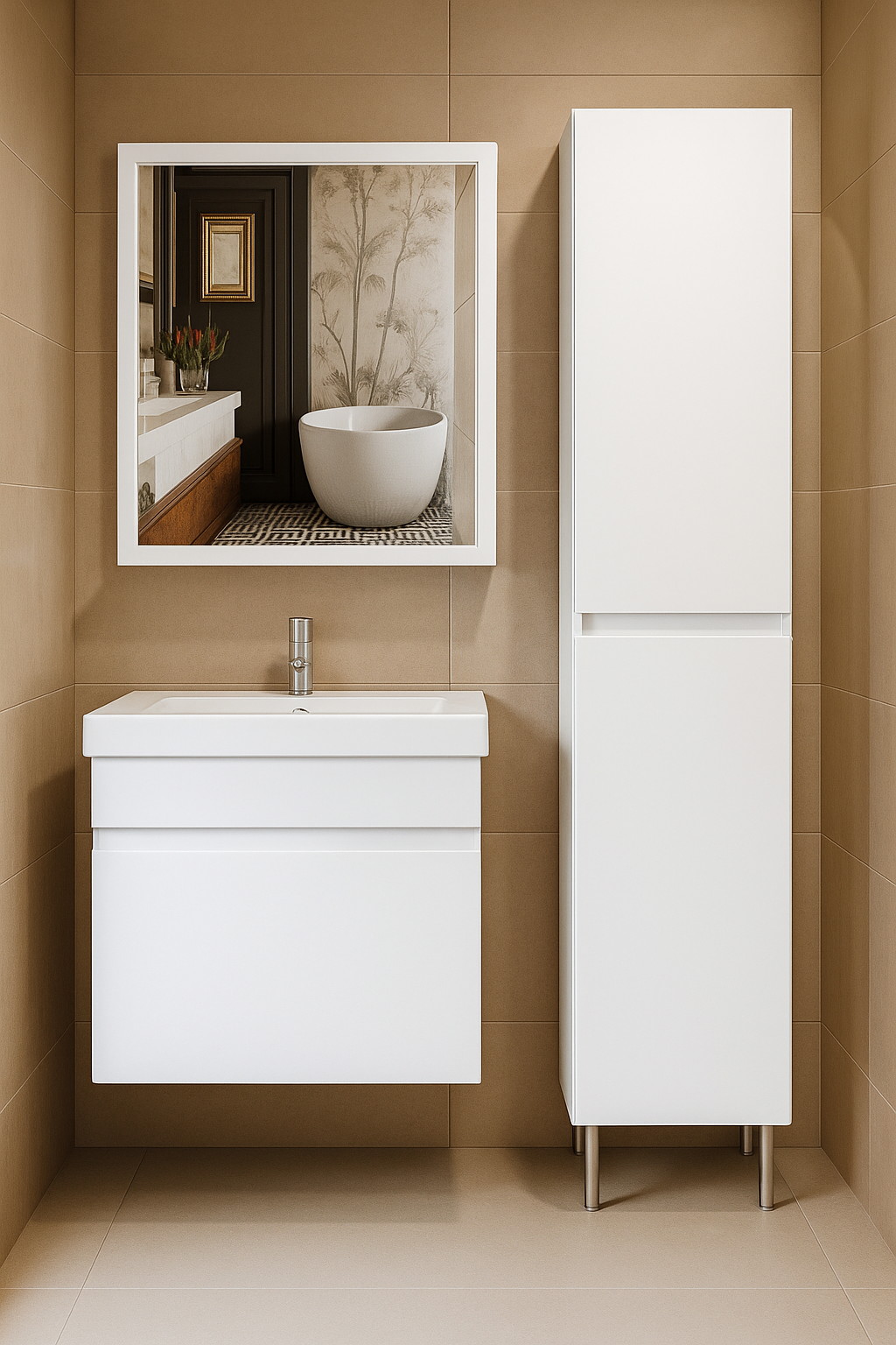 Тумба підвісна №27-60 з шухлядою з умивальником Cers біла - Зображення 2