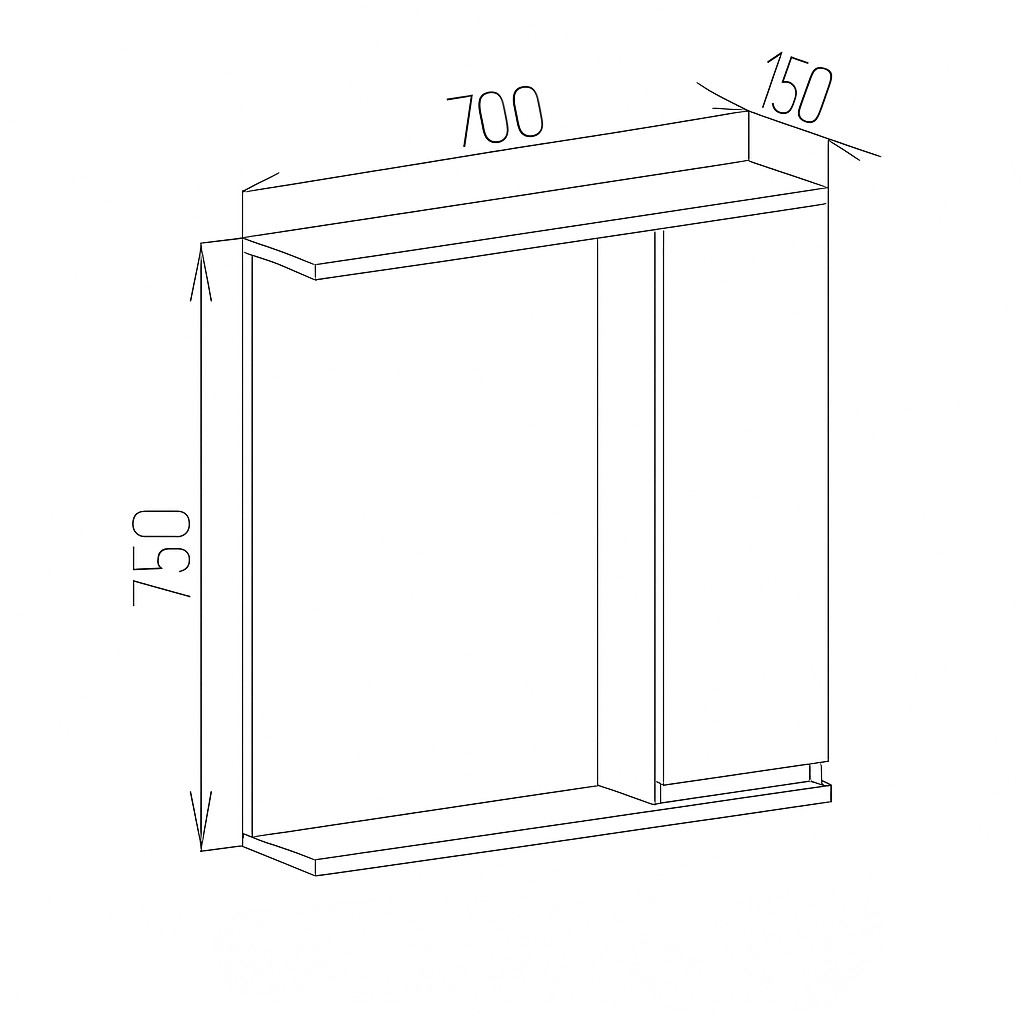 Дзеркало з шкафчиком підвісна №10-70 правостороннє/лівостороннє біле - Зображення 2