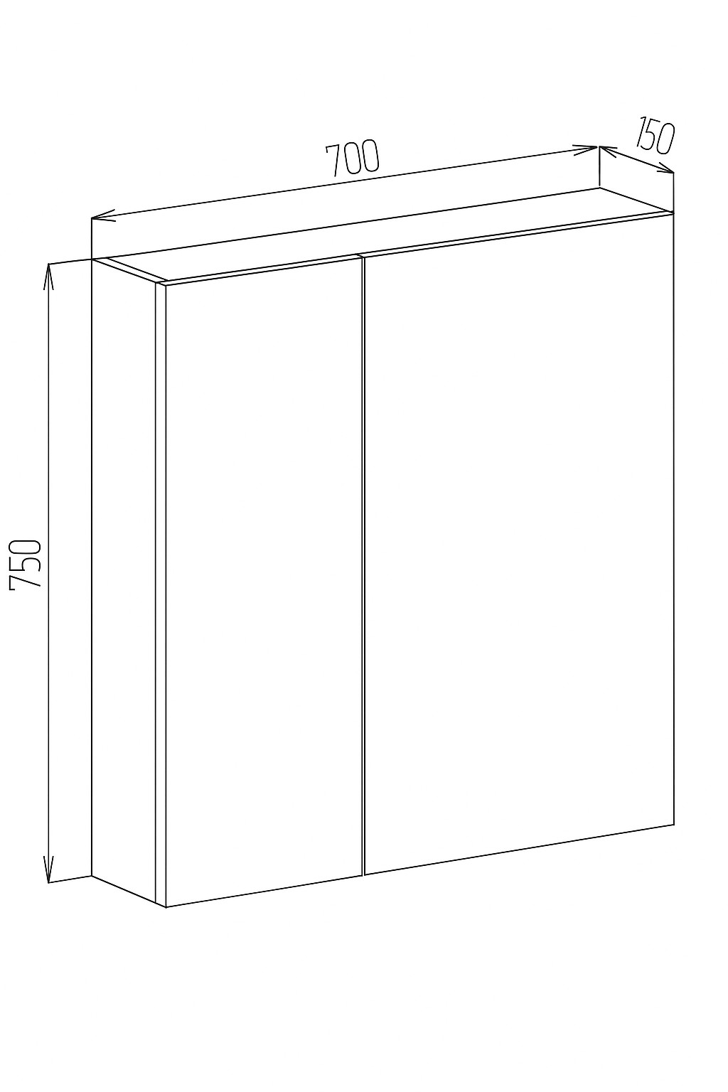 Дзеркальна шафа підвісна №14-70 правостороння/лівостороння - Зображення 2