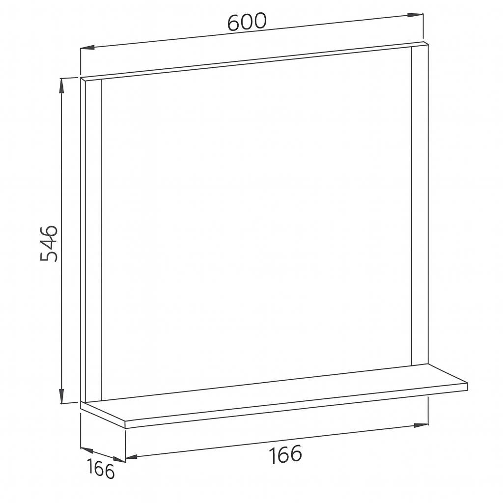 Дзеркало настінне №01-60 прямокутне з полицею біле - Зображення 2