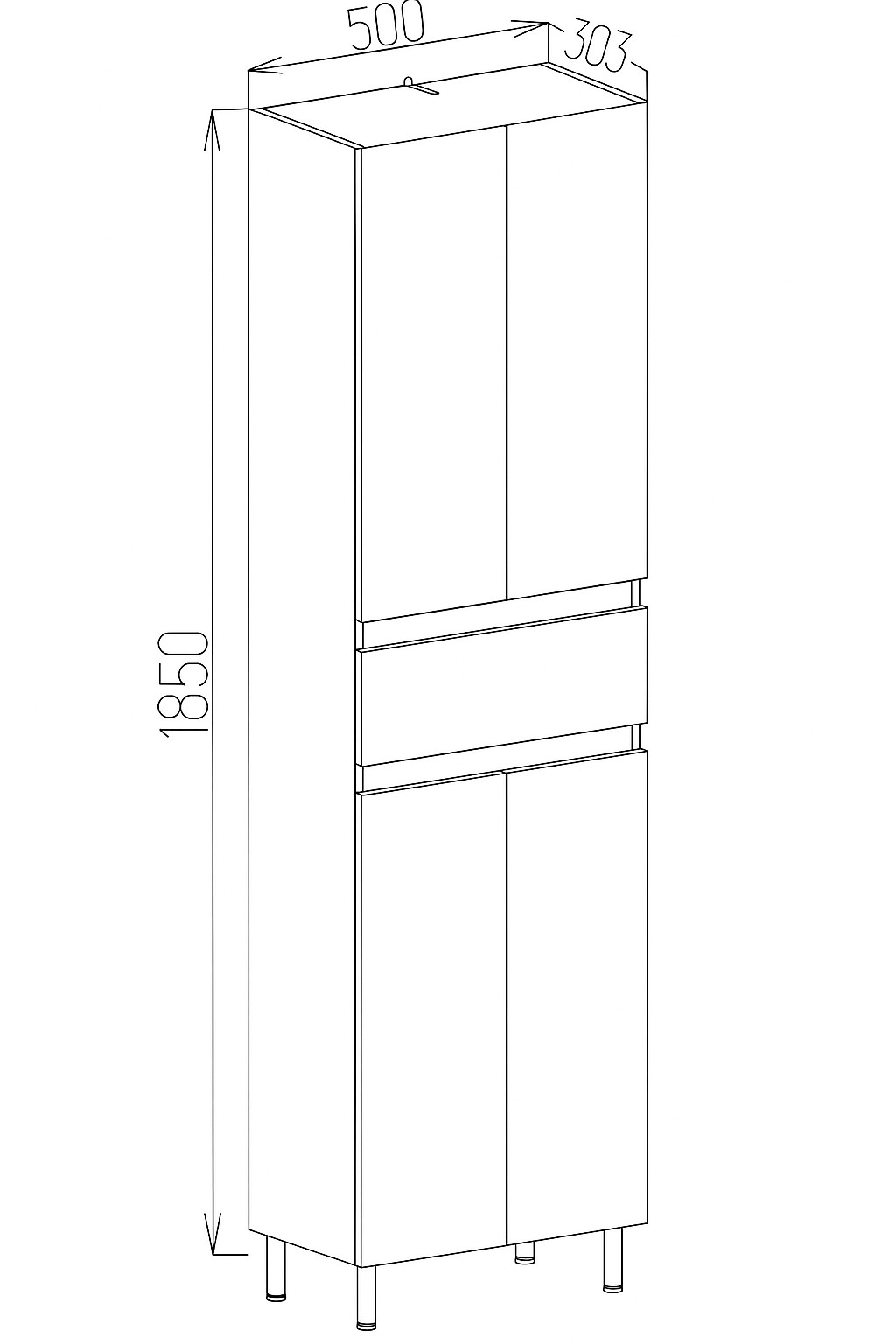 Пенал підлоговий №05-50 з шухлядою білий - Зображення 2