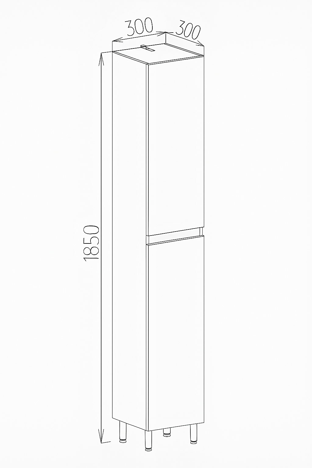 Пенал підлоговий №04-30 з 2-ма дверцятами правосторонній/лівосторонній білий - Зображення 4