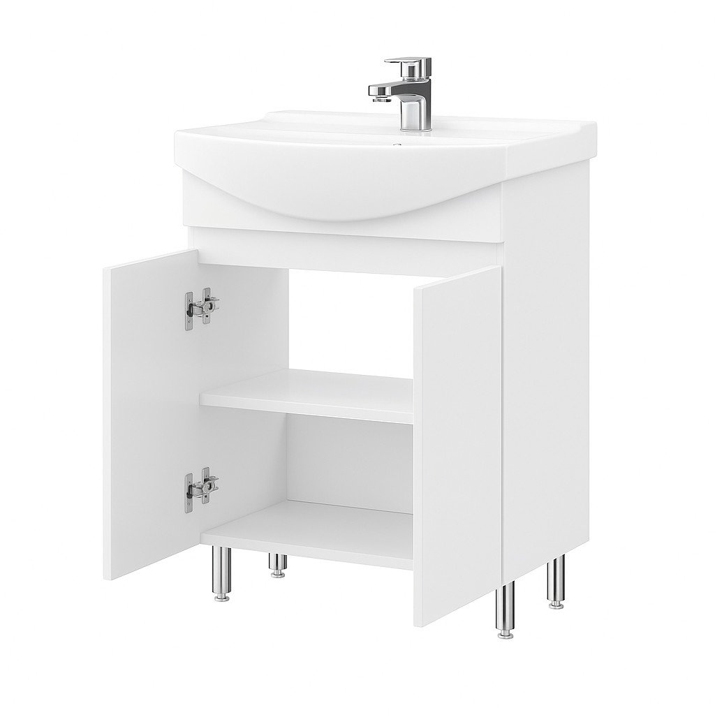 Тумба підлогова №21-60 з 2-ма дверцятами з умивальником Cersanit Cersania біла - Зображення 3