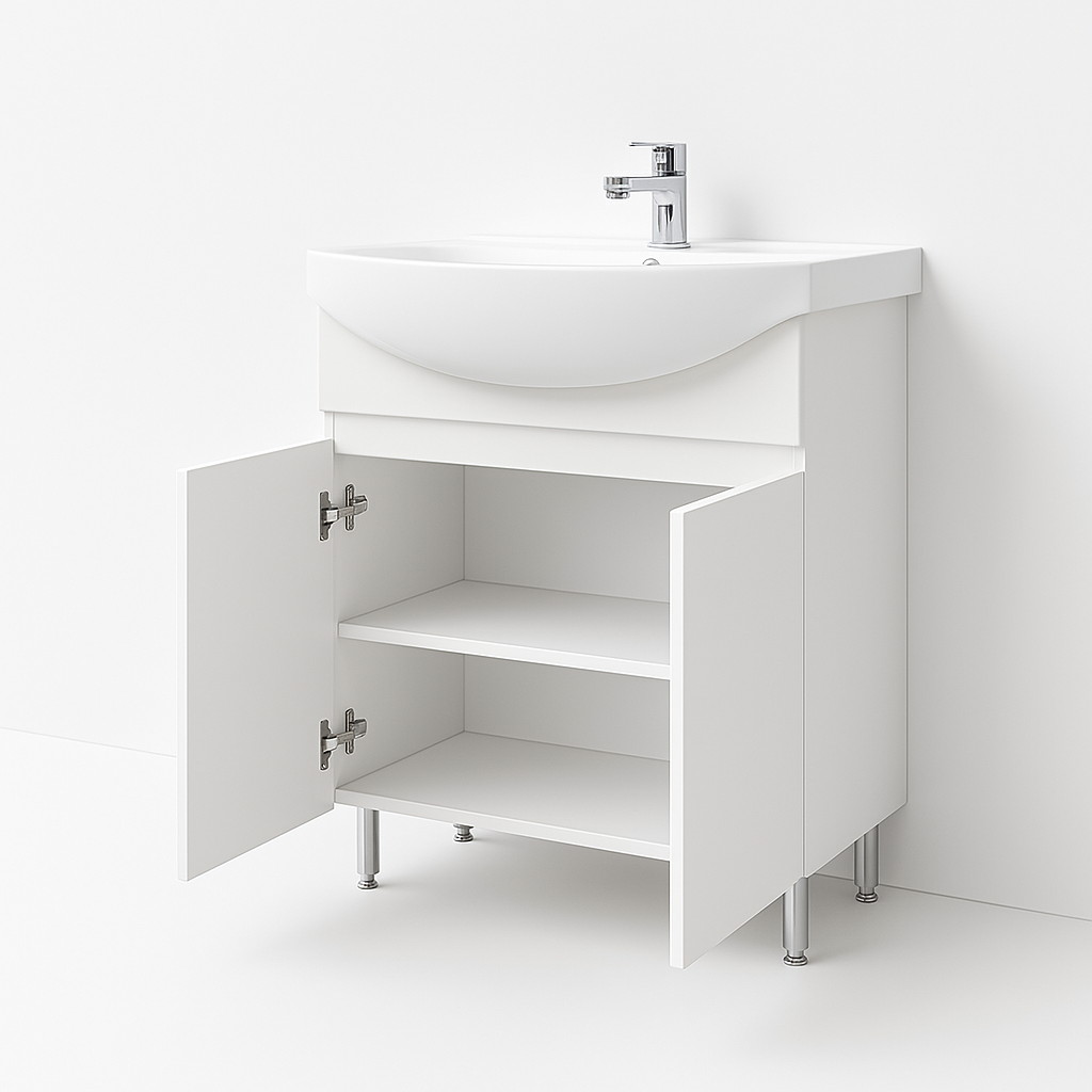 Тумба підлогова №22-70 з 2-ма дверцятами з умивальником Kolo Runa біла - Зображення 3