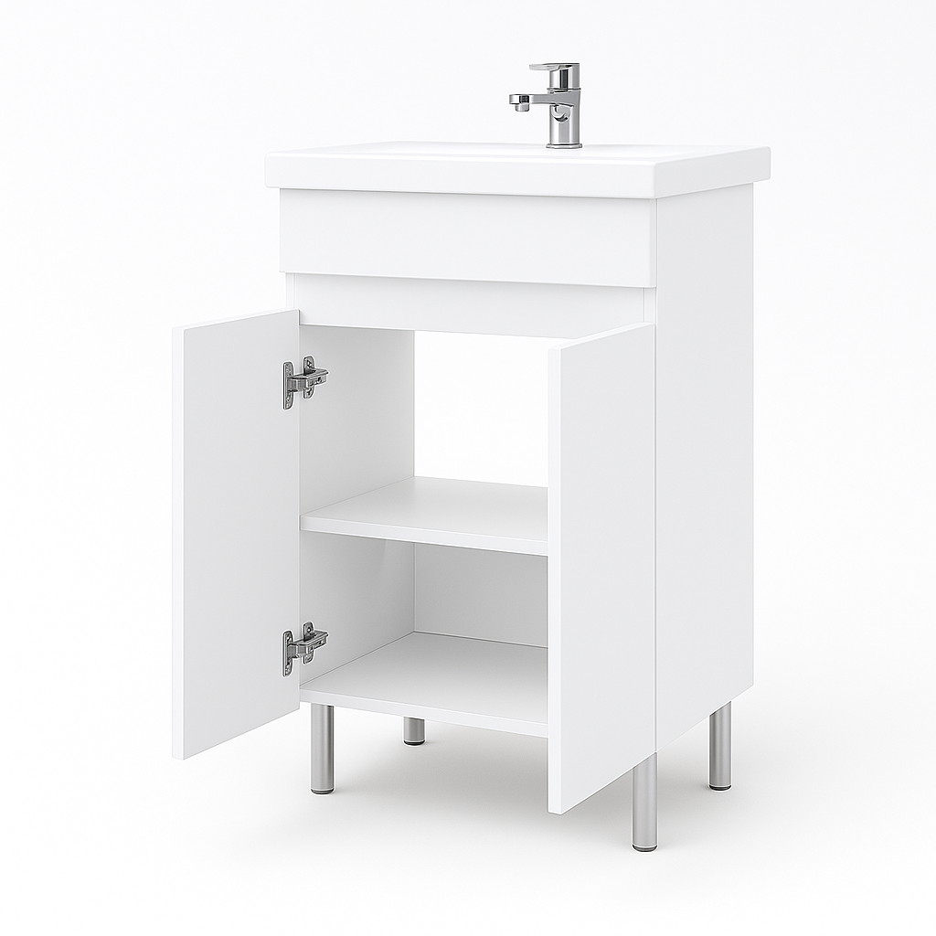 Тумба підлогова №23-50 з 2-ма дверцятами з умивальником Cers біла - Зображення 3