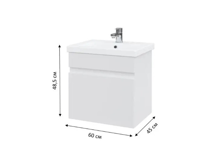 Тумба підвісна №27-60 з шухлядою з умивальником Cers біла - Зображення 3