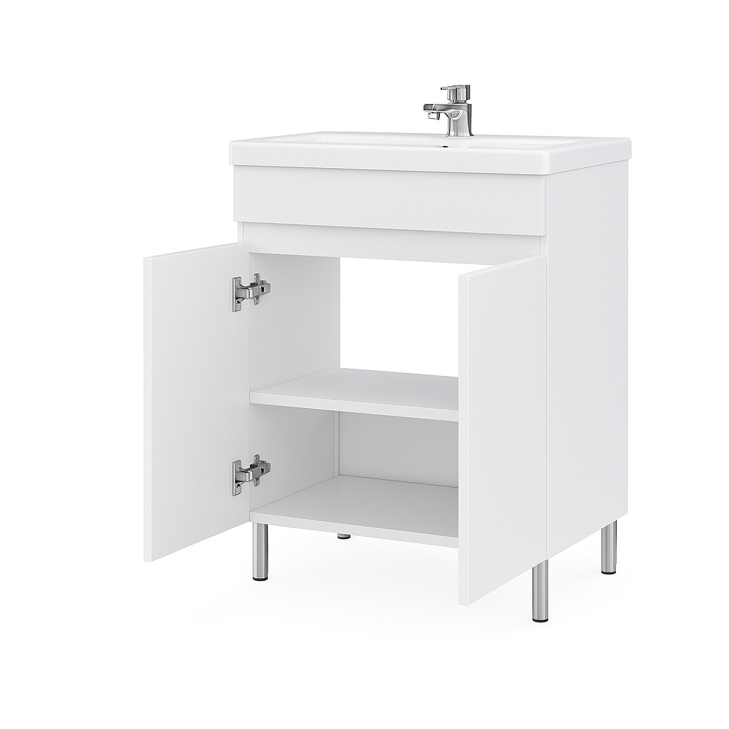 Тумба підлогова №25-70 з 2-ма дверцятами з умивальником Cers біла - Зображення 4