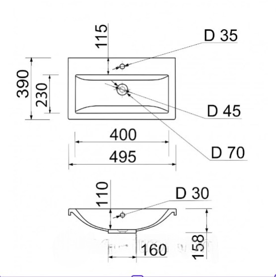 Тумба підвісна №26-50 з шухлядою з умивальником Cers біла - Зображення 4