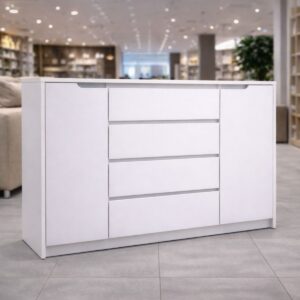 Комод М-3 з 4 шухлядами та 2 тумбами 140x38x98 см, білий