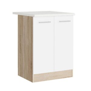 Кухонна нижня тумба з дверцятами 60×46×82 см зі стільницею, дуб сонома / білий