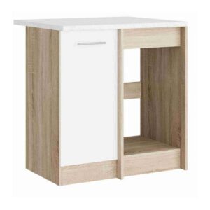 Кухонна нижня кутова тумба 79×46×82 см зі стільницею, дуб сонома / білий