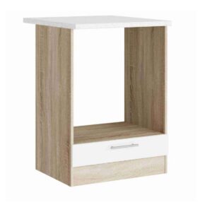 Кухонна нижня тумба для вбудованої духовки 60×46×82 см зі стільницею, дуб сонома / білий