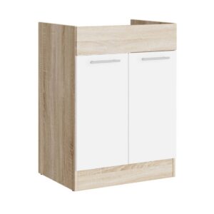 Кухонна нижня тумба під мийку 60×46×82 см без стільниці, дуб сонома / білий