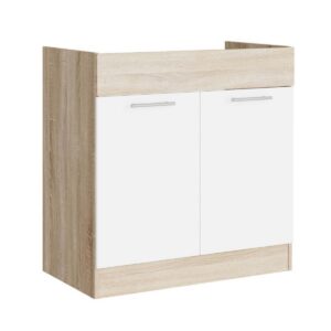 Кухонна нижня тумба під мийку 80×46×82 см без стільниці, дуб сонома / білий