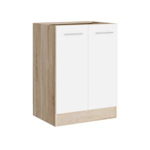Кухонна нижня тумба з дверцятами 60×46×82 см без стільниці, дуб сонома / білий