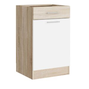 Кухонна нижня тумба з висувною шухлядою 50×46×82 см без стільниці, дуб сонома / білий