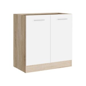 Кухонна нижня тумба з дверцятами 80×46×82 см без стільниці, дуб сонома / білий
