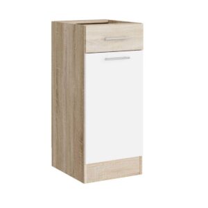 Кухонна нижня тумба з висувною шухлядою 30×46×82 см без стільниці, дуб сонома / білий