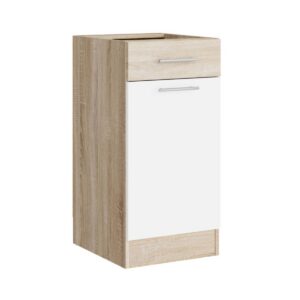 Кухонна нижня тумба з висувною шухлядою 40×46×82 см без стільниці, дуб сонома / білий
