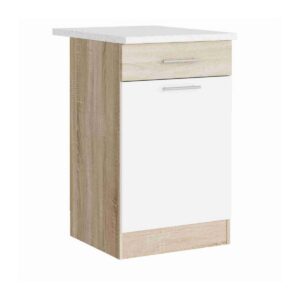 Кухонна нижня тумба з висувною шухлядою 50×46×82 см зі стільницею, дуб сонома / білий