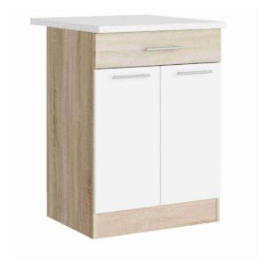Кухонна нижня тумба з висувною шухлядою 60×46×82 см зі стільницею, дуб сонома / білий
