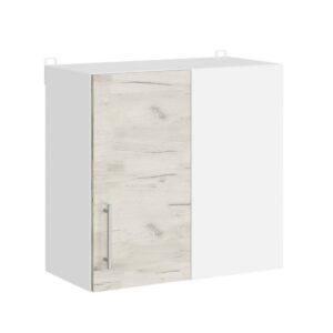 Кухонна навісна верхня кутова шафа 60×30×58 см, білий / дуб крафт білий