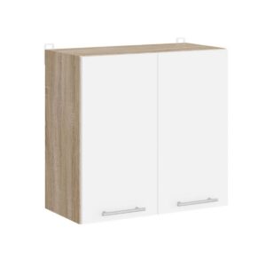 Кухонна навісна верхня шафа-сушарка для посуду 60×30×58 см, дуб сонома / білий