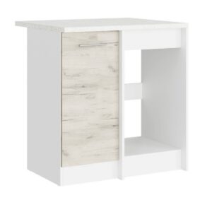 Кухонна нижня кутова тумба 79×46×82 см зі стільницею, білий / дуб крафт білий