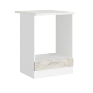 Кухонна нижня тумба для вбудованої духовки 60×46×82 см зі стільницею, білий / дуб крафт білий