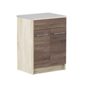 Кухонна нижня тумба під мийку 60×46×82 см зі стільницею, дуб сонома / трюфель