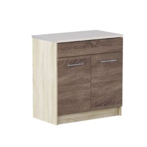 Кухонна нижня тумба під мийку 80×46×82 см зі стільницею, дуб сонома / трюфель